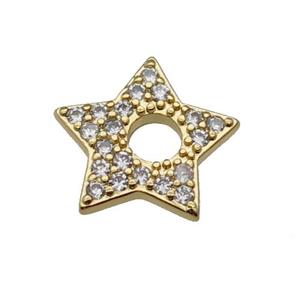 copper star pendant pave zircon, gold plated, approx 16mm
