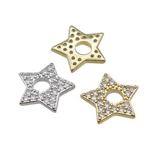 copper star pendant pave zircon, mixed, approx 16mm
