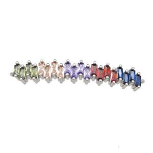 copper stick connector pave zircon, multicolor, platinum plated, approx 7-40mm
