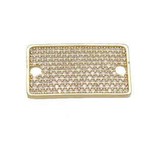 copper rectangle connector pave zircon, gold plated, approx 14-25mm