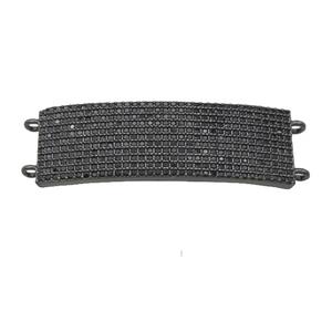 copper rectangle connector pave zircon, black plated, approx 14-40mm