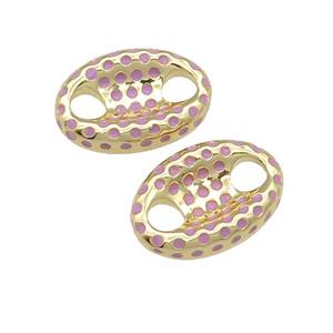 copper connector with lavender enamel, pignose, gold plated, approx 12-18mm