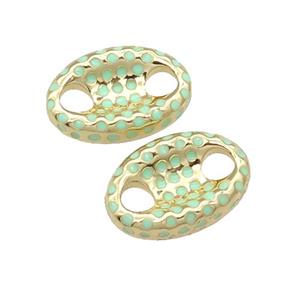 copper connector with lt.green enamel, pignose, gold plated, approx 12-18mm