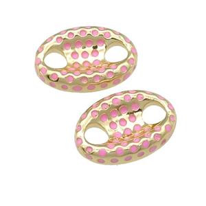copper connector with pink enamel, pignose, gold plated, approx 12-18mm