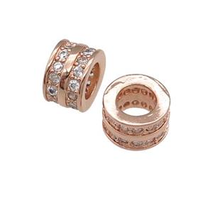 copper heishi beads pave zircon, rose gold, approx 5-8mm, 4.5mm hole