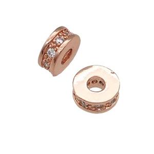 copper heishi beads pave zircon, rose gold, approx 7mm, 3mm hole