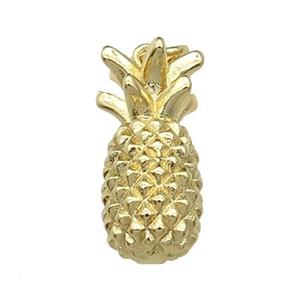 copper Pineapple charm pendant, gold plated, approx 9-19mm