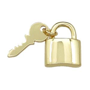 copper Lock-Key charm pendant, gold plated, approx 6-16mm, 11-15mm