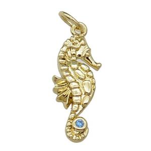 copper Seahorse charm pendant, gold plated, approx 9-20mm