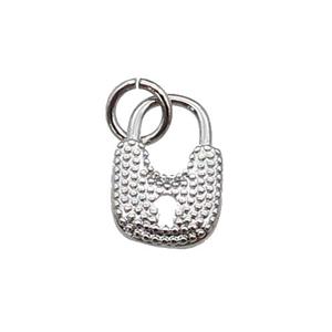 copper Lock pendant, platinum plated, approx 8-12mm
