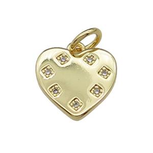 copper Heart pendant paved zircon, gold plated, approx 12mm