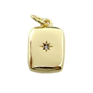 copper rectangle pendant pave zircon, gold plated, approx 9-14mm