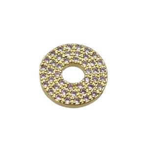 copper circle pendant pave zircon, gold plated, approx 13mm dia