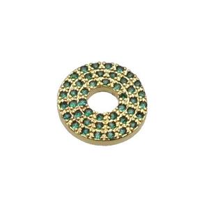 copper circle pendant pave green zircon, gold plated, approx 13mm dia