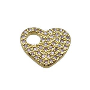 copper Heart pendant pave zircon, gold plated, approx 11-13mm