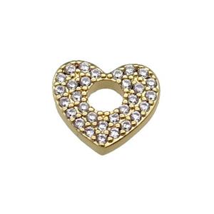 copper Heart pendant pave zircon, gold plated, approx 13.5mm