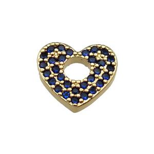 copper Heart pendant pave blue zircon, gold plated, approx 13.5mm