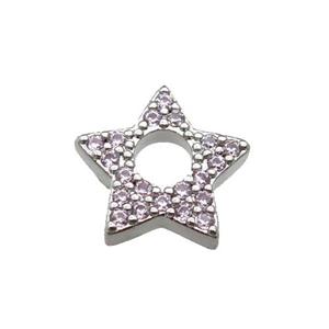 copper star pendant pave zircon, platinum plated, approx 13.5mm