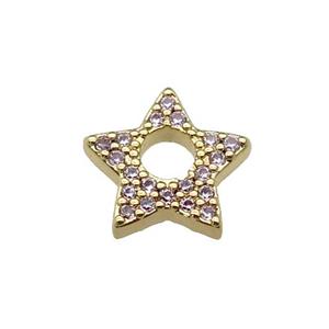 copper star pendant pave zircon, gold plated, approx 13.5mm