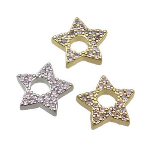 copper star pendant pave zircon, mixed, approx 13.5mm