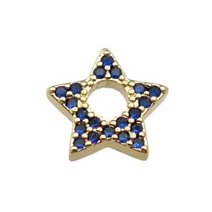 copper star pendant pave blue zircon, gold plated, approx 13.5mm