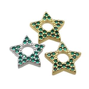 copper star pendant pave green zircon, mixed, approx 13.5mm