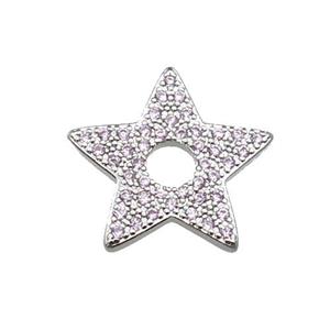 copper star pendant pave zircon, platinum plated, approx 17mm