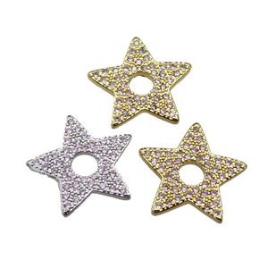 copper star pendant pave zircon, mixed, approx 17mm