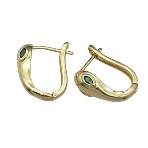 copper Latchback Earrings pave zircon, gold plated, approx 16-20mm