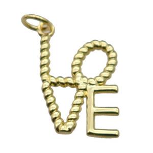 copper LOVE pendant, gold plated, approx 12-16mm