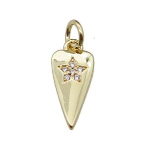 copper dart star pendant pave zircon, gold plated, approx 7-13mm