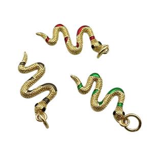 copper Snake pendant, mixed, enamel, gold plated, approx 10-20mm