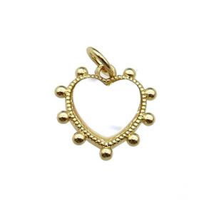 copper Heart pendant pave shell, gold plated, approx 14mm