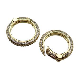 copper Carabiner Clasp pave zircon, gold plated, approx 18.5mm