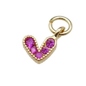 copper heart pendant pave zircon, gold plated, approx 7.5mm