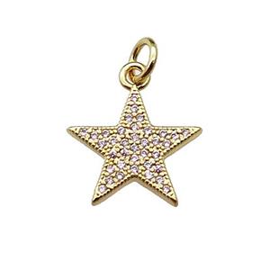copper star pendant pave zircon, gold plated, approx 14mm
