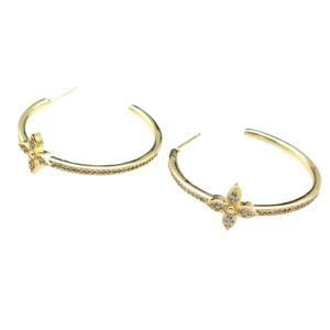 copper Stud Earring pave zircon, gold plated, approx 11-34mm