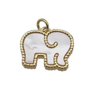 copper Elephant pendant pave shell, gold plated, approx 14-18mm