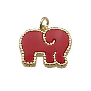 copper Elephant pendant pave stone, gold plated, approx 14-18mm