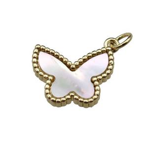 copper Butterfly pendant pave shell, gold plated, approx 12.5-16mm