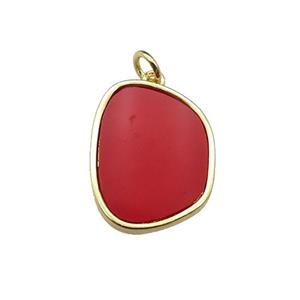 copper pendant pave redstone, gold plated, approx 16-20mm