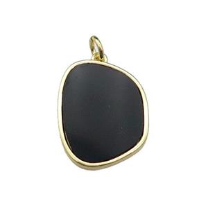 copper pendant pave blackstone, gold plated, approx 16-20mm