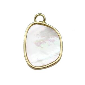 copper pendant pave shell, gold plated, approx 16-20mm