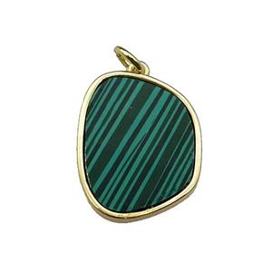 copper pendant pave malachite, gold plated, approx 16-20mm