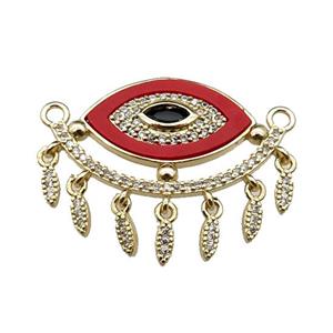 copper Eye pendant pave redstone zircon, gold plated, approx 25-30mm