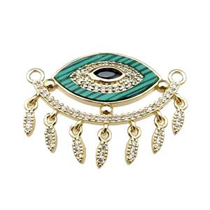 copper Eye pendant pave malachite zircon, gold plated, approx 25-30mm