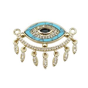 copper Eye pendant pave turquoise zircon, gold plated, approx 25-30mm