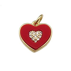 copper Heart pendant pave redstone zircon, gold plated, approx 12mm