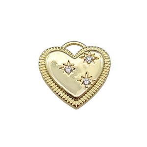 copper Heart pendant pave zircon, gold plated, approx 15mm