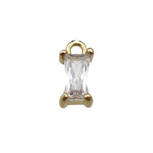 copper rectangle pendant pave zircon, gold plated, approx 7mm